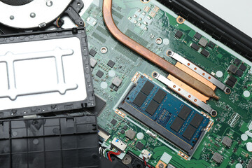 Fototapeta premium Microchips, the contents of a computer part, a chip, an electrician, equipment.