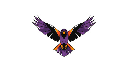 Obraz premium Stylized Raven Bird Spreading Wings Isolated