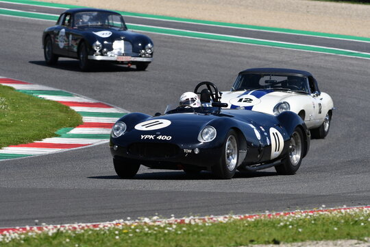 Scarperia, Italy - April 5th 2024: Cooper T38 1955 drive by unknown in action during Mugello Classic 2024 at Mugello Circuit in Italy.