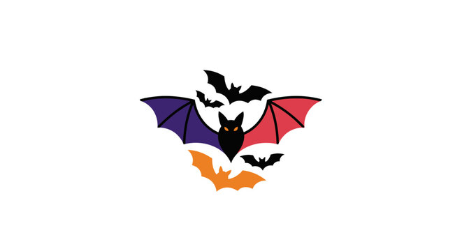 Halloween Bats Flying Silhouette on White Background