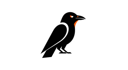 Fototapeta premium Stylized Black Crow with Orange Accent on White Background