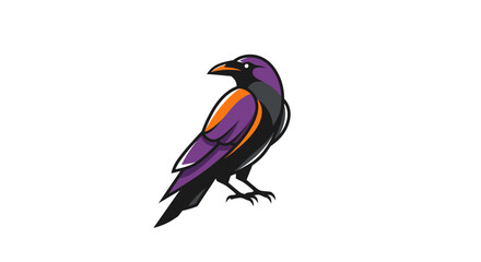 Obraz premium Stylized Raven Bird Logo Icon on White Background