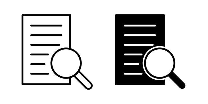 Defining Icon represents search, identification, and document analysis with an editable outline vector illustration.
