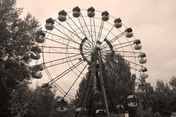 Ferris wheel in Ghost City of Pripyat exclusion Zone of Chernobyl accident dominates the energy of most disastrous nuclear power plant accident in history,