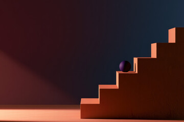 Fototapeta premium Minimalist staircase bathed in warm, dramatic light