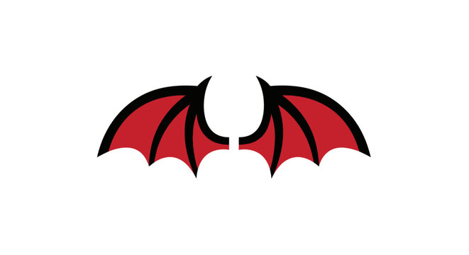 Red Bat Wings Isolated on White Background, Gothic, Halloween Concept