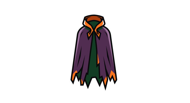 Halloween Costume Cloak with Hood, Purple, Green, and Orange, Isolated