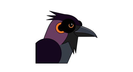 Obraz premium Stylized Raven Bird Head Profile Cartoon Vector Illustration