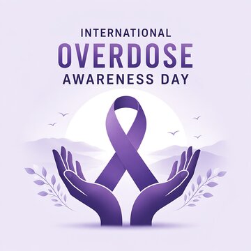 Hands holding purple overdose awareness ribbon