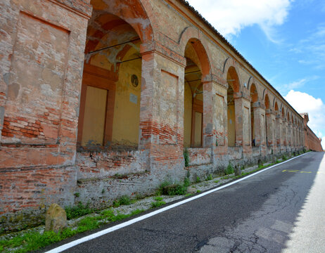 BOLOGNA ITALY: Bologna is a city of red brick and terracotta, palaces and colonnades whose historic heart remains remarkably intact. 666 porticos to the sanctuary of the madonna  of San Lu