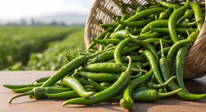Fresh green snap beans piled in rustic basket. Organic string beans harvested for healthy cooking and farm-to-table meals.