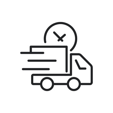 Delivery truck icon with speedometer crossed out indicating no speed or pause