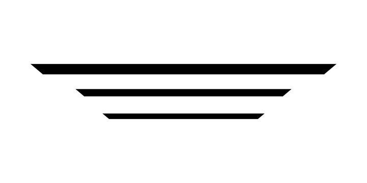Three black horizontal parallel lines with angled edges forming a simple geometric shape