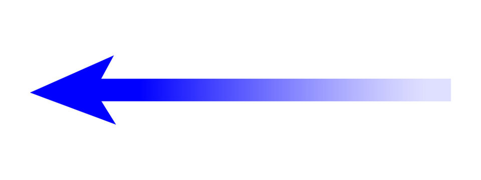 Blue arrow pointing left with a smooth gradient fade effect
