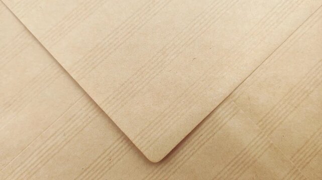 Closeup view of a kraft paper envelope fluttering in the breeze from a fan.