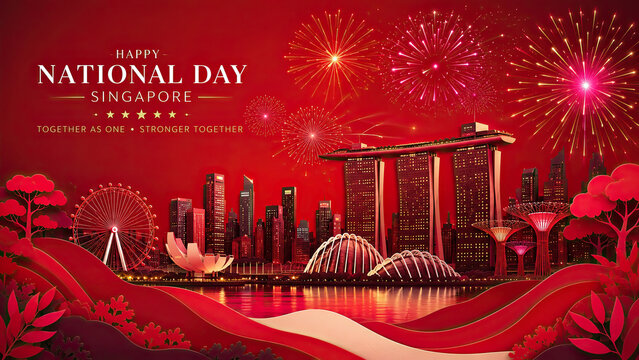 Spectacular singapore national day fireworks over marina bay sands a festive celebration image