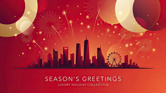 Spectacular singapore national day fireworks over city skyline festive red celebration graphic