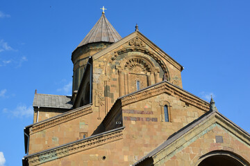 Fototapeta premium MTSKHETA GEORGIA : Svetitskhoveli Cathedral, Cathedral of the Living Pillar is an Eastern Orthodox cathedral masterpiece of the Early Middle Ages recognized by UNESCO as a World Heritage site