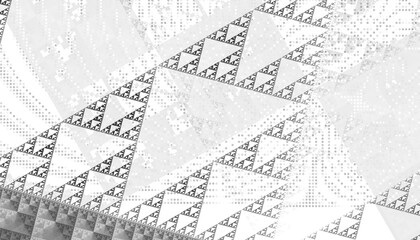 Obraz premium Abstract white and gray geometric banner with triangles shapes overlay background and halftone texture. Dot texture