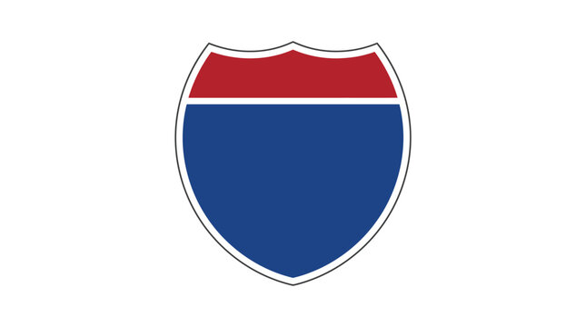 Blank interstate highway shield vector illustration featuring bold red and blue colors for road signage