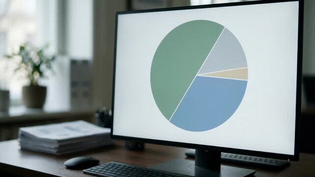 Medium shot of a fundoffunds allocation dashboard focused on a conservative pie chart highlighting lowrisk portfolio distribution with muted colors and blurred background elements.