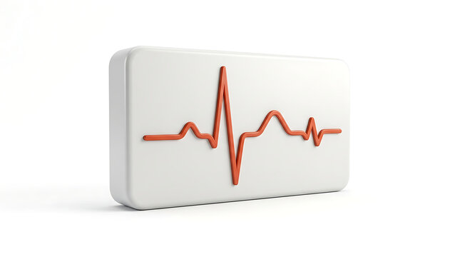 White rectangular medical box with a red heartbeat pulse line symbol on a plain white background