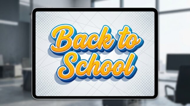 Back to school text on tablet screen