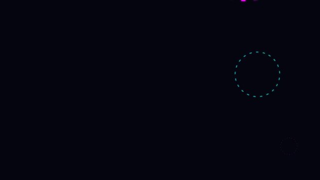 Abstract neon dashed circles on a dark background