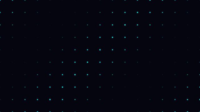 Abstract digital background with glowing cyan square grid.