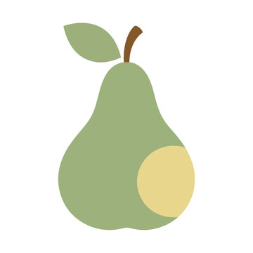 Green pear with a bite mark