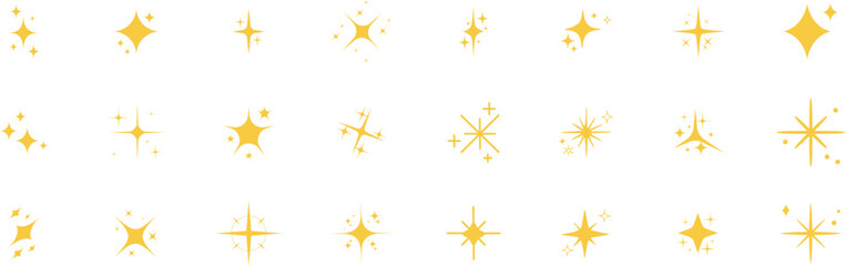 Gold Sparkle Star Shine Icon Set Vector Illustration © AN Creatives