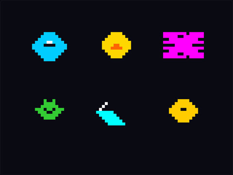 RPG Status Effects Pixel Art - Cyberpunk Buffs Debuffs Game UI Vector Icons

