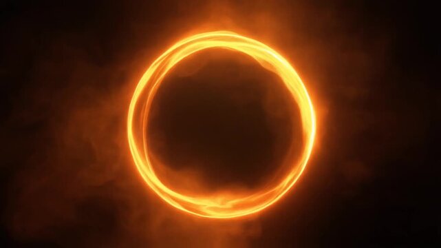 Fiery ring expanding contracting smoke drifting outward glowing timelapse