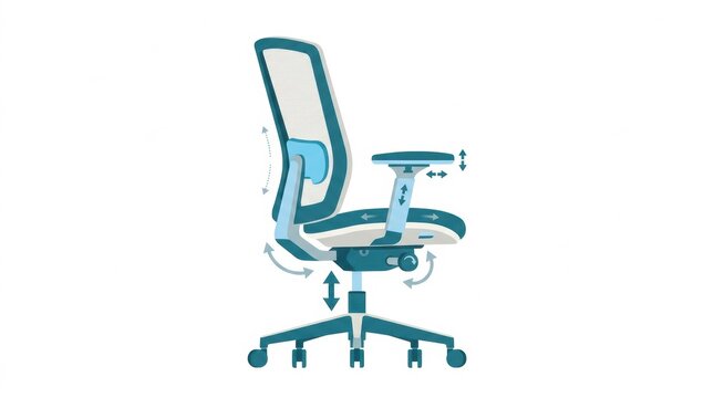 Visual shows a chair with adjustable features that support ergonomic use to promote proper posture and reduce MSK injuries in the workplace.