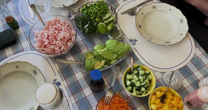 salad with vegetables on table