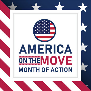 America on the Move &ndash; Month of Action September Patriotic Vector Illustration