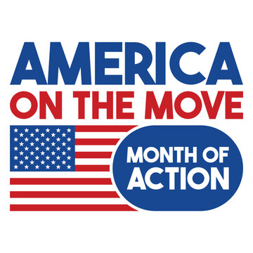 America on the Move &ndash; Month of Action September Patriotic Vector Illustration