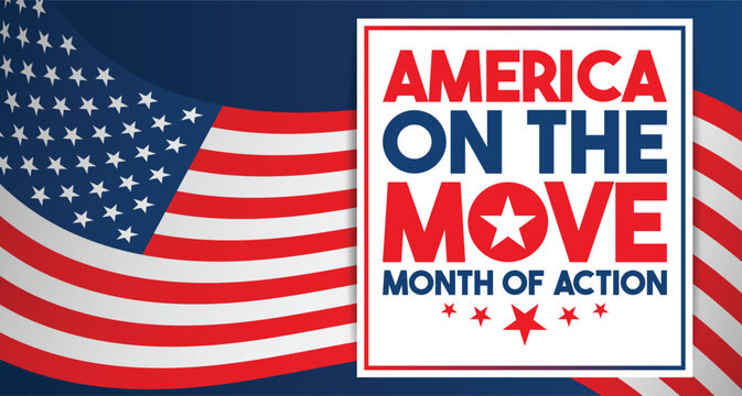 America on the Move &ndash; Month of Action September Patriotic Vector Illustration