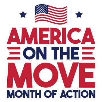 America on the Move &ndash; Month of Action September Patriotic Vector Illustration