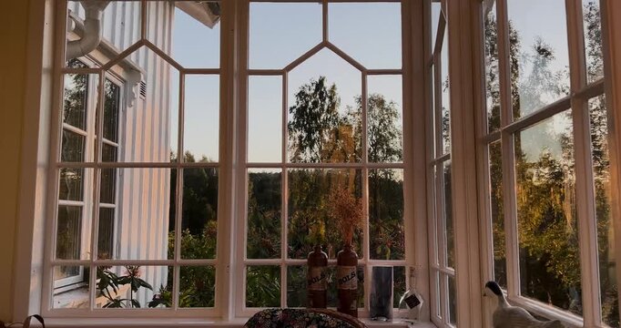 old windows at the summer cottage