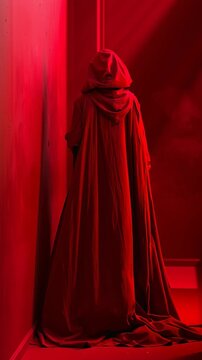 young woman in red with curious look, curious young woman portrait, thoughtful young woman looking with curiosity