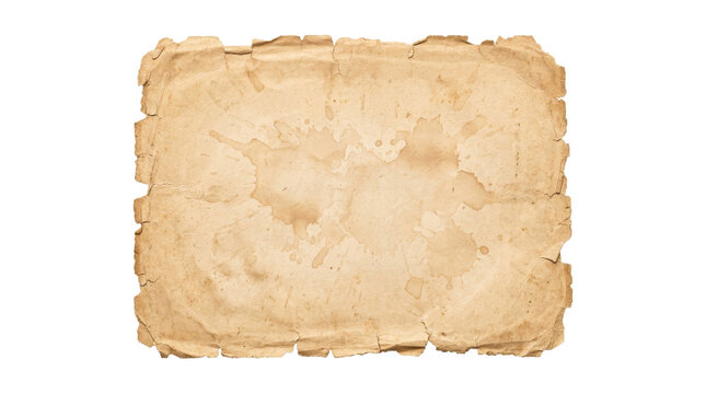 Aged torn parchment background with stains and textured edges