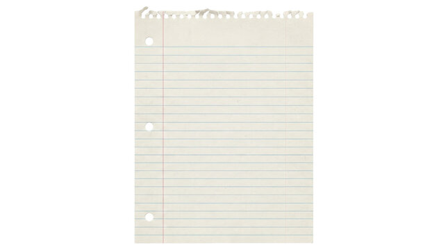 Blank lined notebook paper with torn edges
