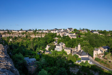 Obraz premium Bozouls, is a commune in the southern French department of Aveyron, Occitanie, Europe. It sits on the edge of a gorge created by the river Dourdou de Conques, wonderful natural curiosity.