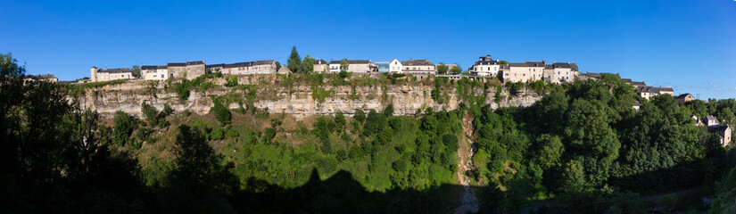 Fototapeta premium Bozouls, is a commune in the southern French department of Aveyron, Occitanie, Europe. It sits on the edge of a gorge created by the river Dourdou de Conques, wonderful natural curiosity.