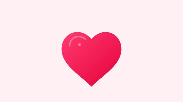 Red beating heart animation on light pink background.