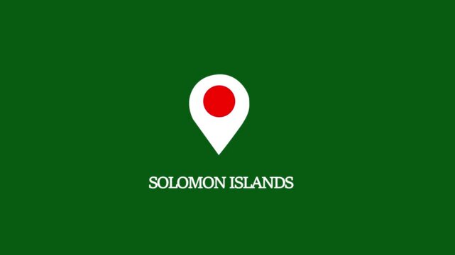 Solomon islands map location pin animation on green screen background