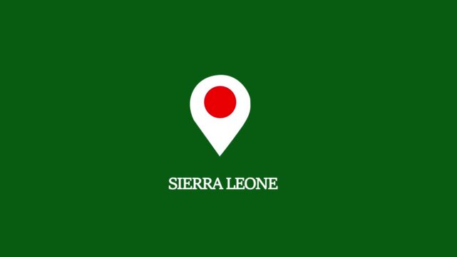 Sierra leone map location pin animation on green screen background