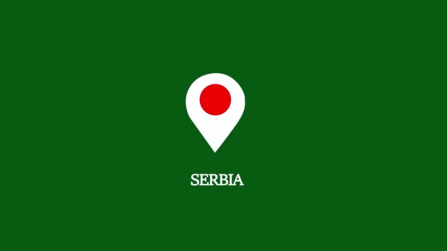 Serbia map location pin animation on green screen background country