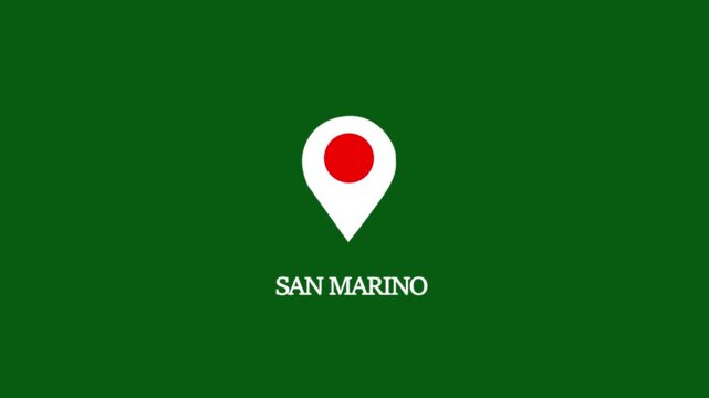 San marino map location pin animation on green screen background